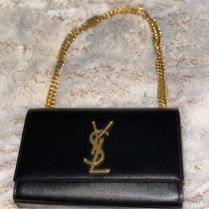 Yves Saint Laurent Black Crossbody with Gold Chain